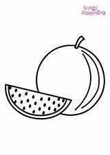 Melon Coloring Outline Kids Clipart Color Pages Dibujos Clip Chicken  sketch template