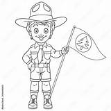 coloring page With Happy Boy scout Stock Vector  Adobe sketch template