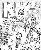 Kiss Rock Band Coloring Pages Sketch Page sketch template