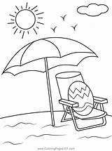 Easter Egg On Summer Vacation Coloring Page For Kids  Free sketch template