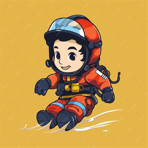 Premium Vector | Cute little boy in space suit and helmet Vector illustration