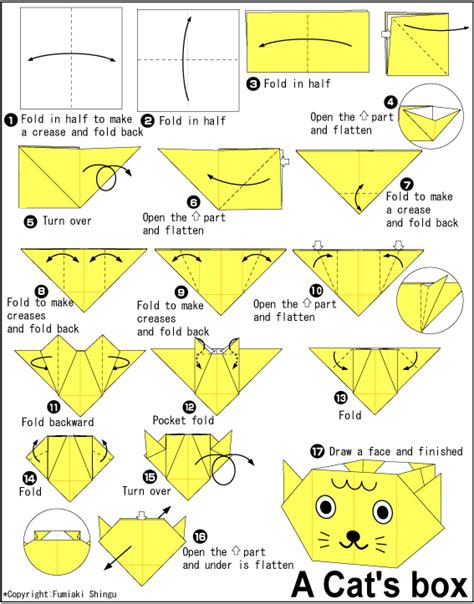 Origami Cat's box - Easy Origami instructions For Kids