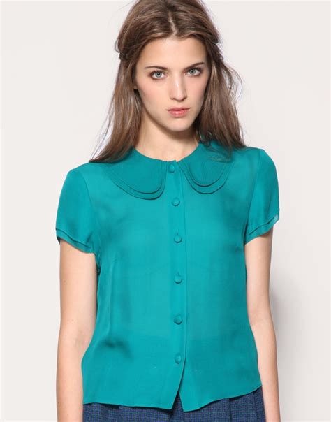 mm silk double collar blouse. | Roupas, Feminino, Blusas