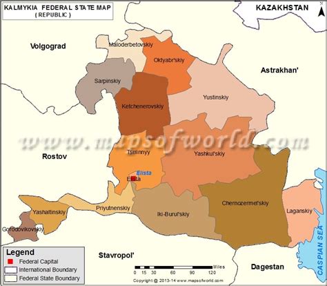 Kalmykia Map, Republic of Kalmykia, Russia