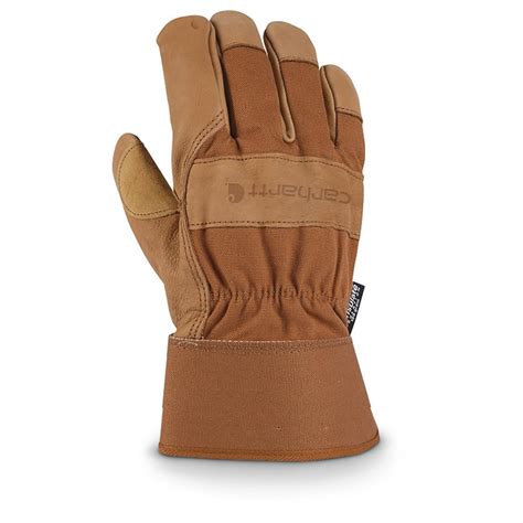 Carhartt 100 gram Thinsulate Insulated Grain Leather Work Gloves, Brown ...