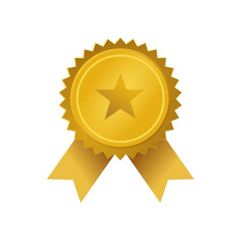 3d Gold star medal badge vector. Golden award champion ribbon icon ...