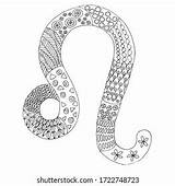 Zodiac Sign Leo Coloring Page Adults Stock Vector Royalty Free  sketch template