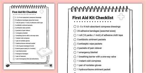 First Aid Kit Checklist (teacher made) - Twinkl