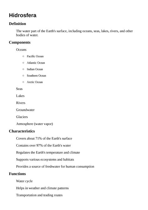 Hidrosfera - ... - Hidrosfera Definition The water part of the Earth's surface, including oceans ...