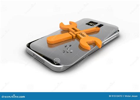 Mobile Phone Repair, Broken Mobile Phone with Repair Logo. 3D Illustration, Isolated Black Stock ...