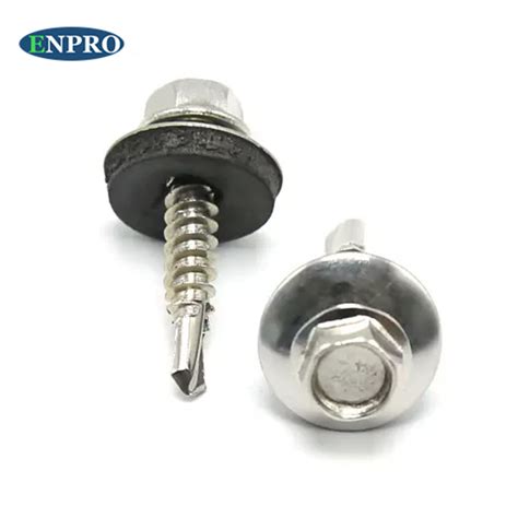 Stainless Steel 410 Hex Head Building Roofing Tek Screws Self Drilling Screws with Bonded EPDM ...