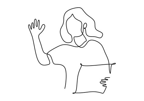 Continuous one line drawing of happy girl standing 3302775 Vector Art at Vecteezy