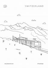 Swiss Alps Coloring Pages Switzerland Sketch Page sketch template