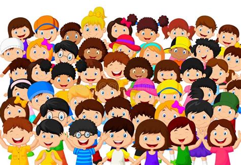 Crowd of children cartoon stock vector. Illustration of funny - 49366255