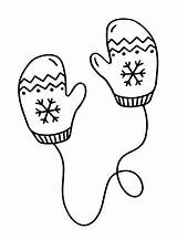 Mittens Coloring Winter Pages Clipart Mitten Snowflake Printable Cute  sketch template