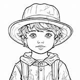 Download Boy In Hat And Overalls Coloring Page pages Online  sketch template