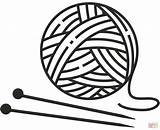 Yarn And Knitting Needles Clip Art Sketch Coloring Page sketch template