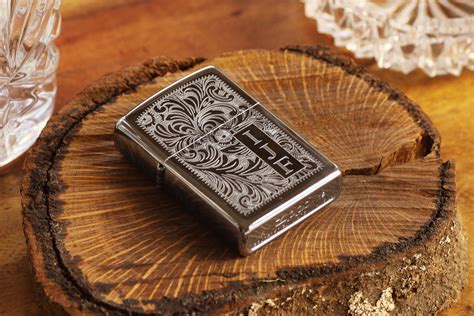 Silver Venetian Official Zippo© Lighter, Vintage Style Silver Zippo©, Groomsman Lighters with ...