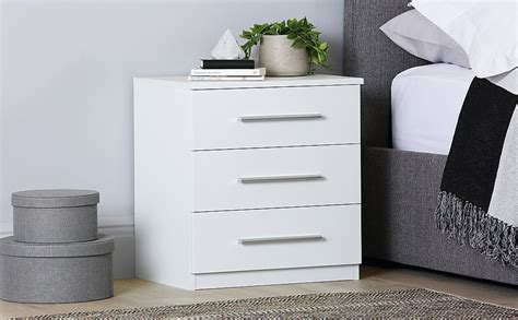 Rauch Vereno White 3 Drawer Bedside Table | Furniture Choice