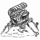 Sunken Treasure Chest Coloring Page Sketch sketch template
