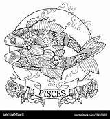 Pisces zodiac Sign coloring Book Royalty Free Vector Image sketch template