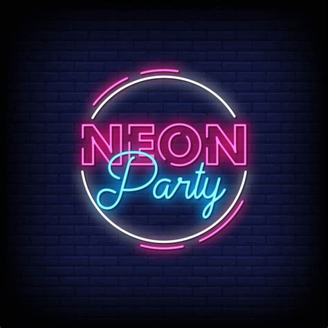 Premium Vector | Neon party neon signs style text