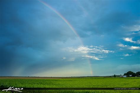 Rainbow over field at farm by Lake Placid | HDR Photography by Captain Kimo