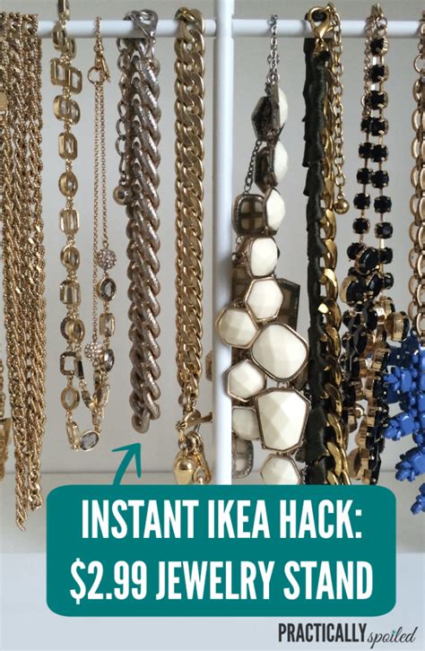 Instant Ikea Hack: $2.99 DIY Jewelry Stand - practicallyspoiled.com | Diy jewelry stand