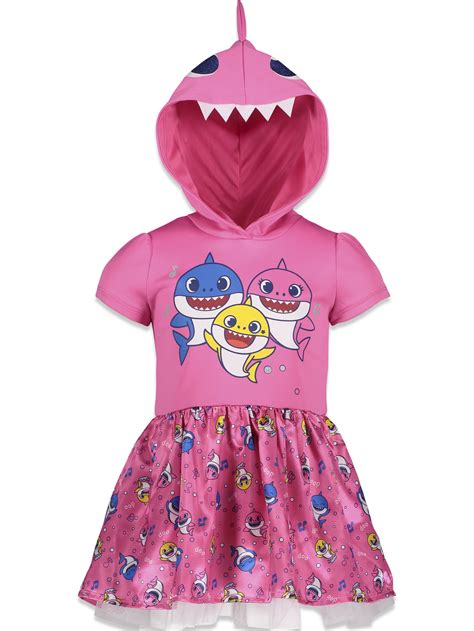 Pinkfong Baby Shark Baby Girls Hooded Costume Short Sleeve Dress 18-24 ...