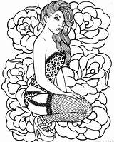 Pin Up Girl Coloring Book sketch template