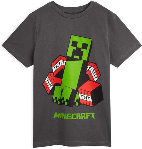 Minecraft Boys T Shirt, Graphic T Shirt Figures Creeper, 100% Cotton ...