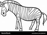 Zebra Cartoon Character coloring Page Royalty Free Vector sketch template