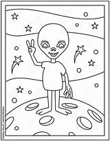 Outer Space Alien Coloring Page sketch template