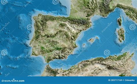 Spain area. Satellite map stock illustration. Illustration of earth ...