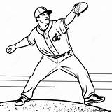 Braves Pitcher Throwing Coloring Page  Pagescom sketch template