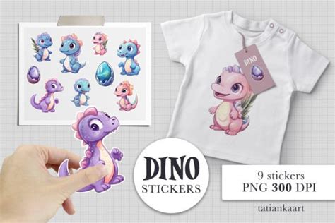 Dinosaur Stickers|Stickers for Kids Graphic by tatiankaart · Creative Fabrica