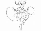 Little Girl Jumping Rope Vector Coloring Book Stock  sketch template