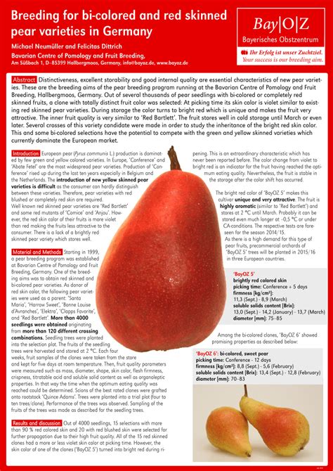 (PDF) Breeding for bi-colored and red skinned pear varieties in Germany