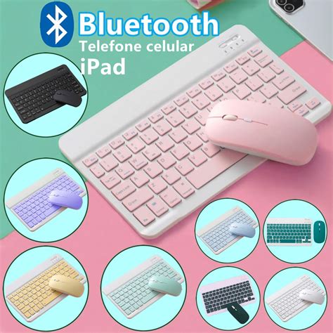 Bluetooth Teclado Sem Fio Mouse Aplicar iPad Tablet Telefone Celular IOS Android Notebook PC ...