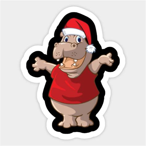 Christmas Hippo Pajamas Shirt Christmas Hippopotamus T-Shirt - For Men - Sticker | TeePublic