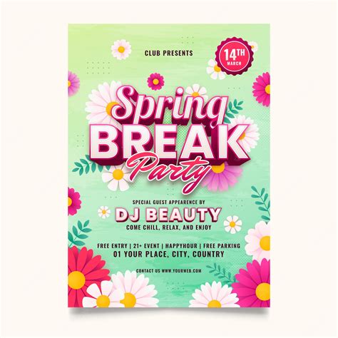 Premium Vector | Gradient spring break vertical poster template