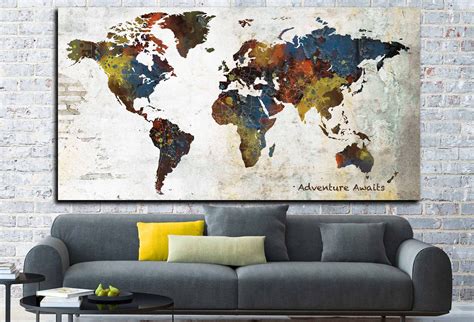 World Map Art Large Canvas Printworld Map Artworld Map - Etsy | World map art, Large canvas ...