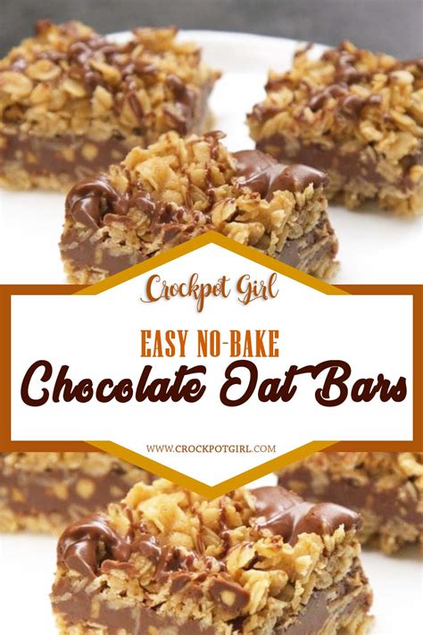 Easy No-Bake Chocolate Oat Bars - Crockpot Girl