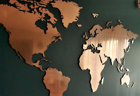 Copper world map unique wall decoration metal wall art copper wall ...