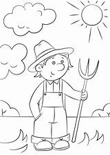 Farmer With Pitchfork sketch template