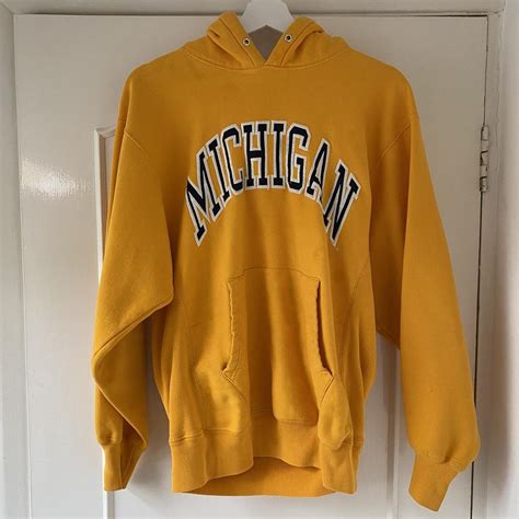 Vintage yellow Michigan Hoodie. College sweat shirt.... - Depop