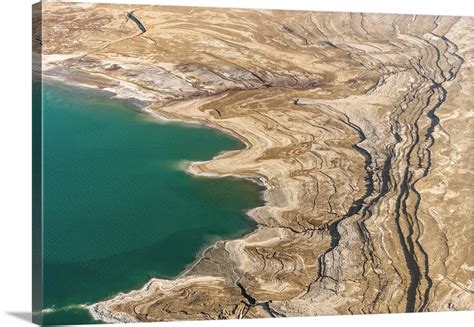 Observation of Dead Sea Water Level Drop, Dead Sea, Israel - Aerial ...