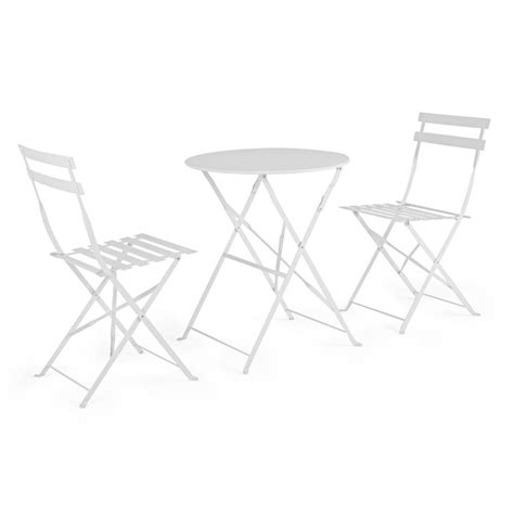 Bistrot Wissant outdoor table and 2 chairs set in steel