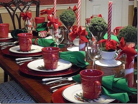 Christmas Luncheon Table Setting with Red and Green Decor