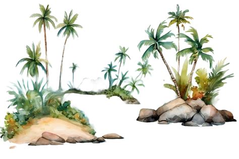 Tropical Islands Beaches Watercolor Clipart Ai Generated Beach | My XXX ...